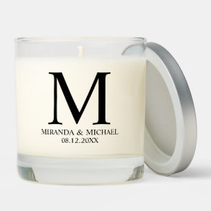 Black and White Elegant Monogram Wedding Favor Scented Candle