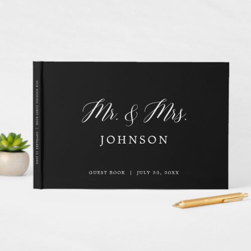 Black and White Elegant Photo Wedding Guest Book