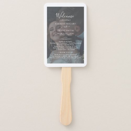  Black And White Elegant Photo Wedding Program Hand Fan