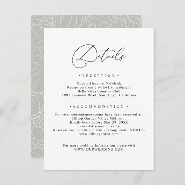 Black and White Elegant Script Details Enclosure Card (Front/Back)