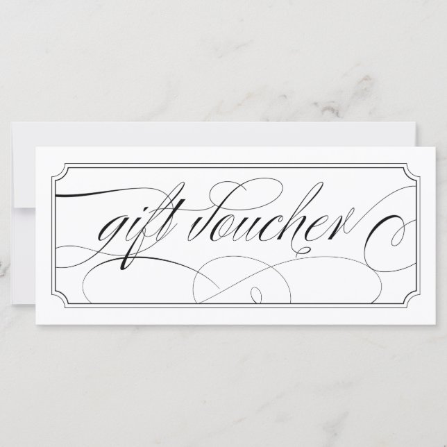 Black and White Elegant Script Gift Vouchers (Front)