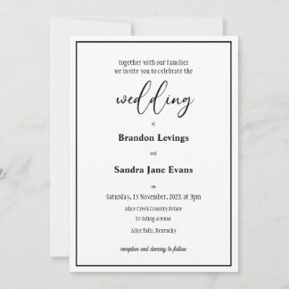 Black and White Elegant Script Invitation