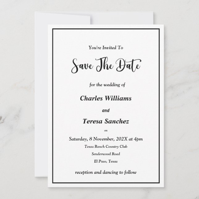 Black and White Elegant Script Invitation (Front)