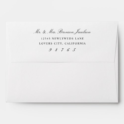 Black and White  Elegant Script Return Address A7 Envelope