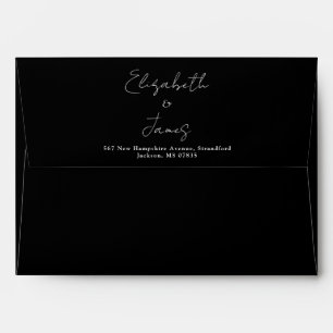 Black And White Elegant Script Return Address Envelope