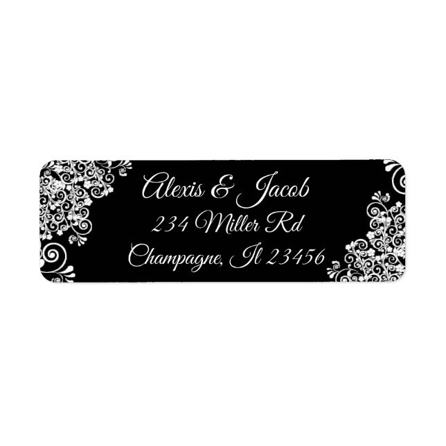 Black and White Elegant Script Return Labels (Front)