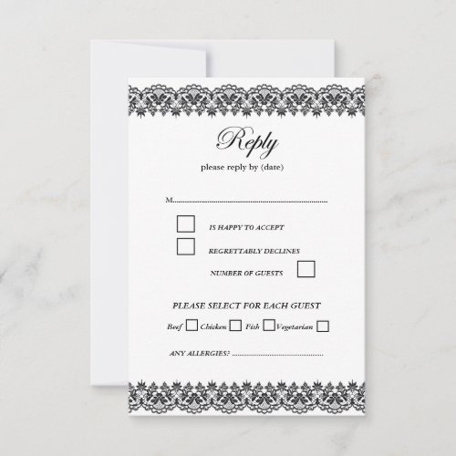 Black and White Elegant Script RSVP