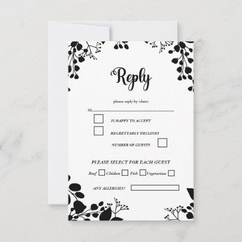 Black and White Elegant Script RSVP