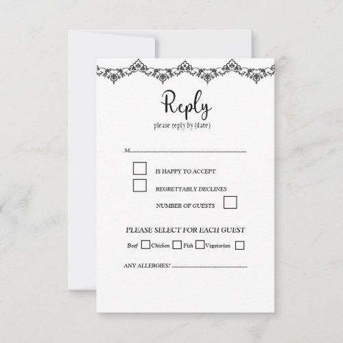 Black and White Elegant Script RSVP