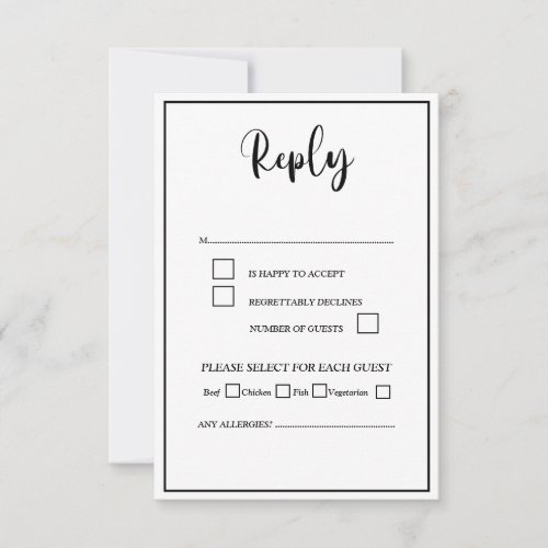 Black and White Elegant Script RSVP