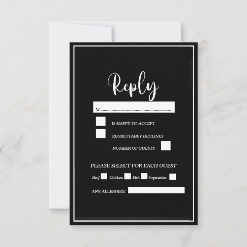 Black and White Elegant Script RSVP