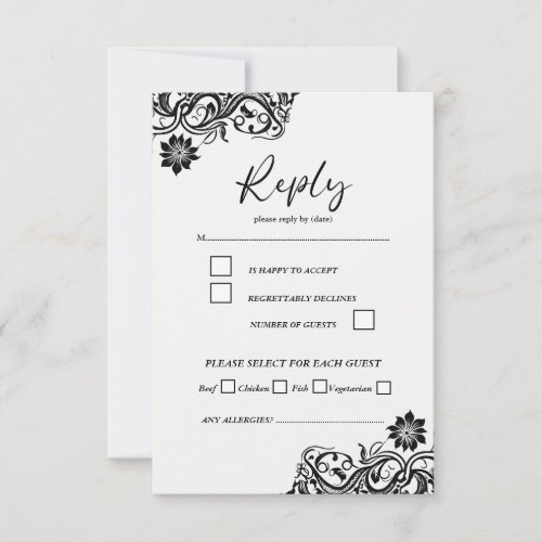 Black and White Elegant Script RSVP