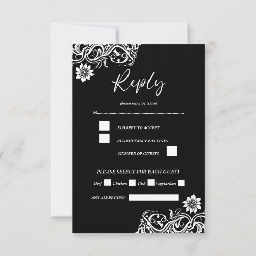 Black and White Elegant Script RSVP