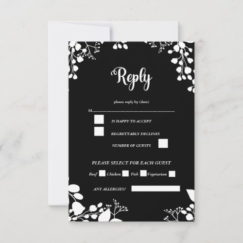 Black and White Elegant Script RSVP