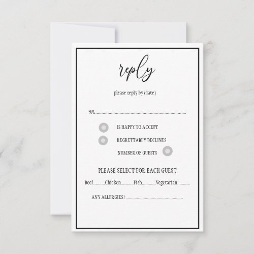 Black and White Elegant Script RSVP