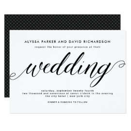 Black and White Elegant Script Wedding Invitation