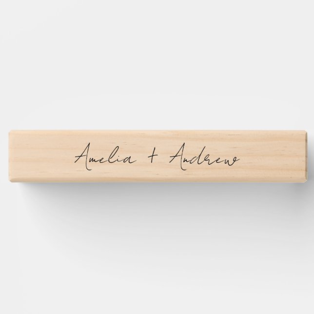 Black and White Elegant Script Wedding Topple Tower (Front)