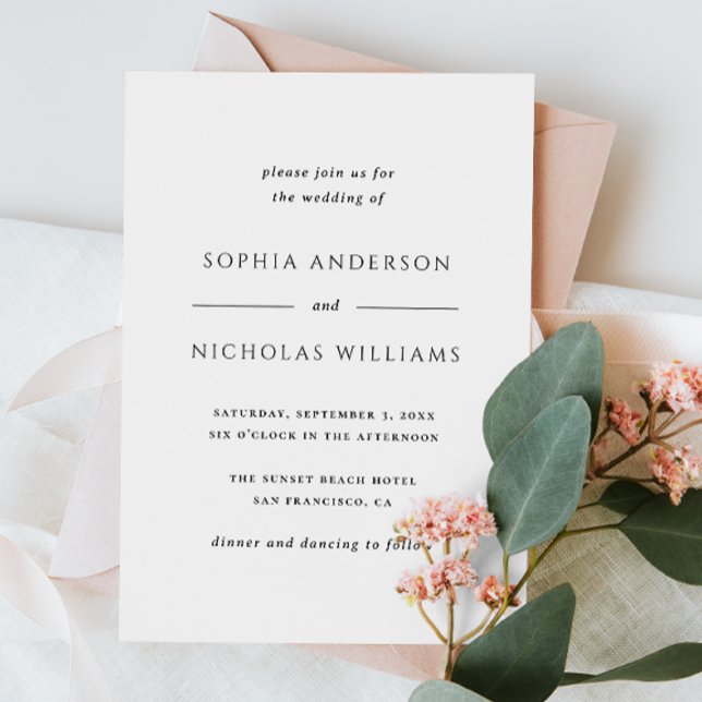 Black and white elegant simple minimalist wedding invitation (Creator Uploaded)