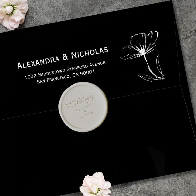 Black and White Elegant Simple The Wedding of  Wax Seal Sticker (Creator Uploaded)