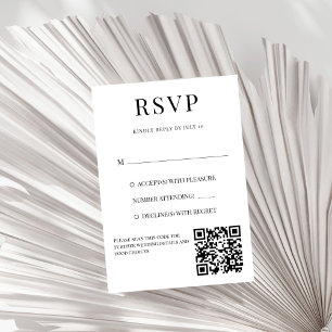 Black and white elegant simple wedding RSVP card