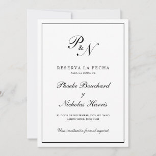 Black and White Elegant Spanish Wedding Save The Date