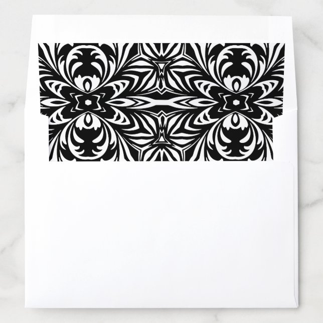 Black and White Elegant Stylish Damask Pattern Envelope Liner (In Envelope)