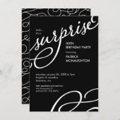Black and White Elegant Surprise Birthday Party In Invitation (Front/Back)