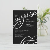 Black and White Elegant Surprise Birthday Party In Invitation (Standing Front)