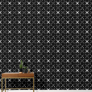 Black and White Elegant Vintage Abstract Pattern Wallpaper