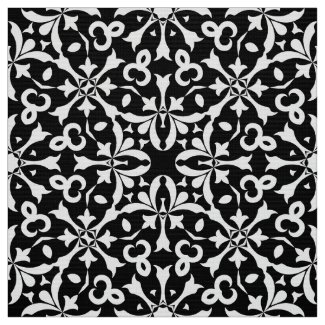 Black and White Elegant Vintage Damask Pattern Fabric