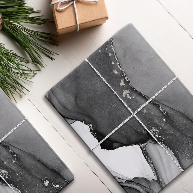 Black and White Elegant Watercolor Marble Wrapping Paper Sheets (Creator Uploaded)