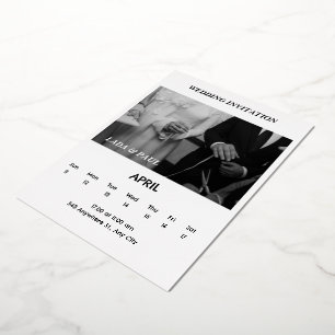 Black And White Elegant Wedding Invitation Foil Invitation