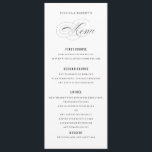 Black and white Elegant Wedding Menu Script<br><div class="desc">An elegant black and white menu featuring poem script font.</div>