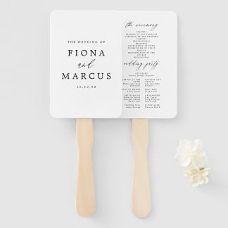 Black and White Elegant Wedding Program Hand Fan