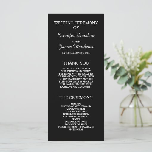 Black and White Elegant Wedding Programs | Zazzle