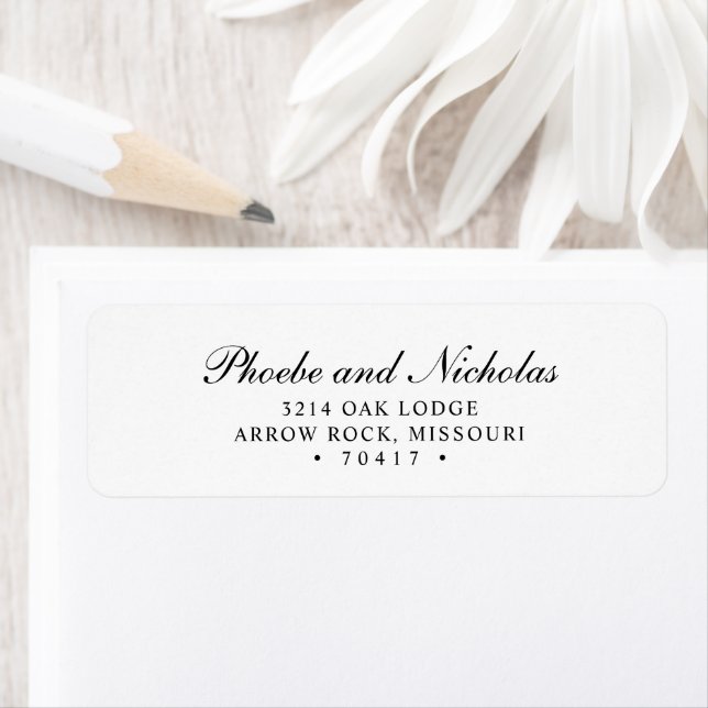 Black and White Elegant Wedding Return Address Label (Insitu)