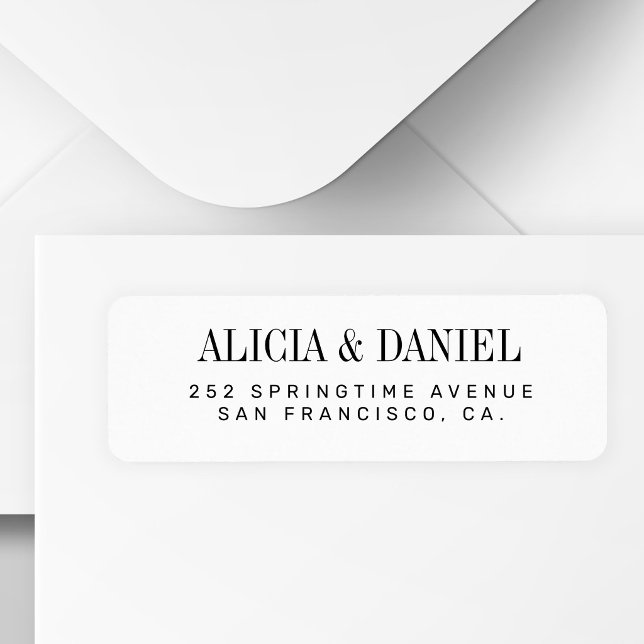 Black and white elegant wedding return address label (Creator Uploaded)