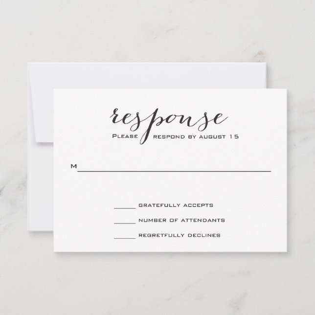 Black and White Elegant Wedding RSVP Card (Front)