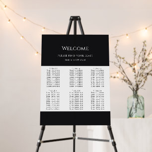 Black And White Elegant Wedding Seating Chart Foam Board