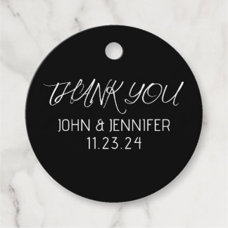 Black And White Elegant Wedding Thank You Favor Tags