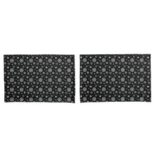 Black And White Elegant Winter Snowflake Pattern Pillow Case