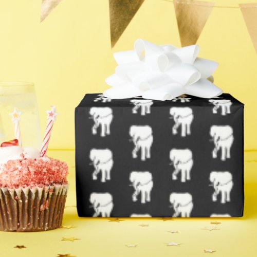 Black and White Elephant Gift Exchange Christmas Wrapping Paper