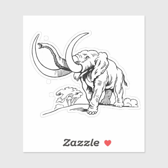 Black and white elephant illustration sticker (Sheet)