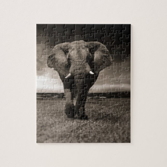 Black and White Elephant Jigsaw Puzzle (Vertical)