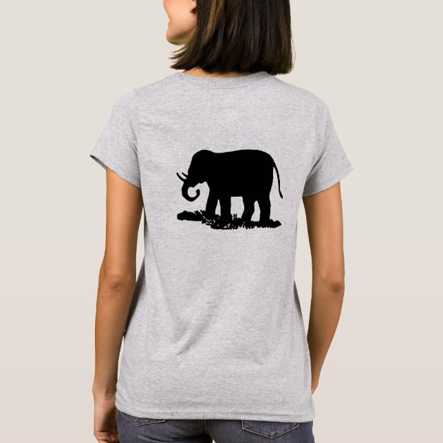 Black and White Elephant Silhouette T-Shirt (Back)