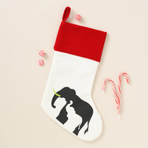 Black and White Elephants Christmas Stocking