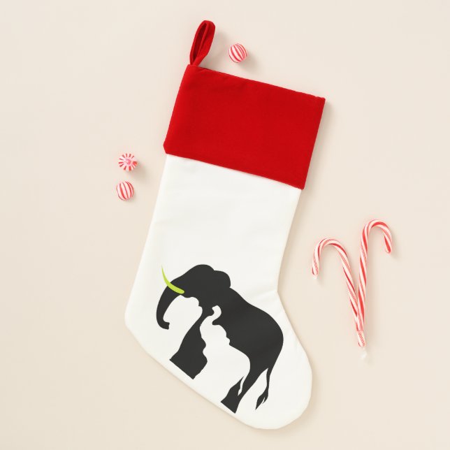 Black and White Elephants Christmas Stocking (Front)