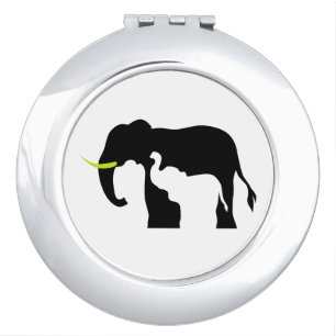 Black and White Elephants Compact Mirror
