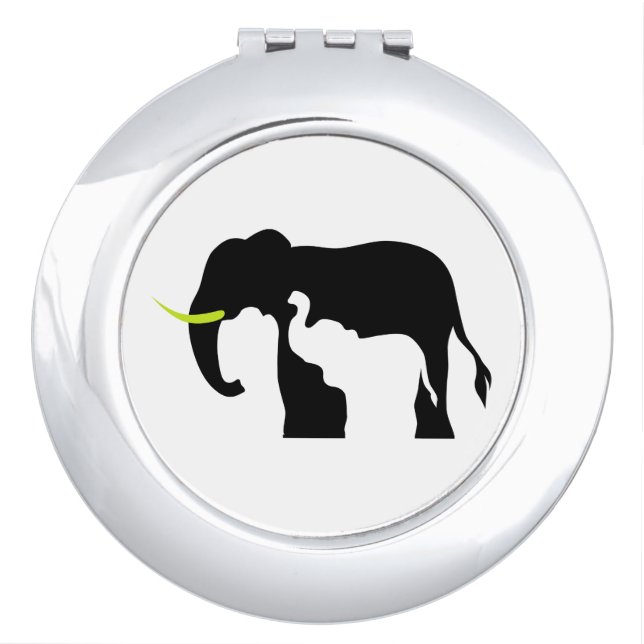 Black and White Elephants Compact Mirror (Front)