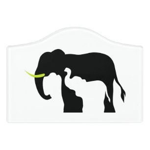 Black and White Elephants Door Sign